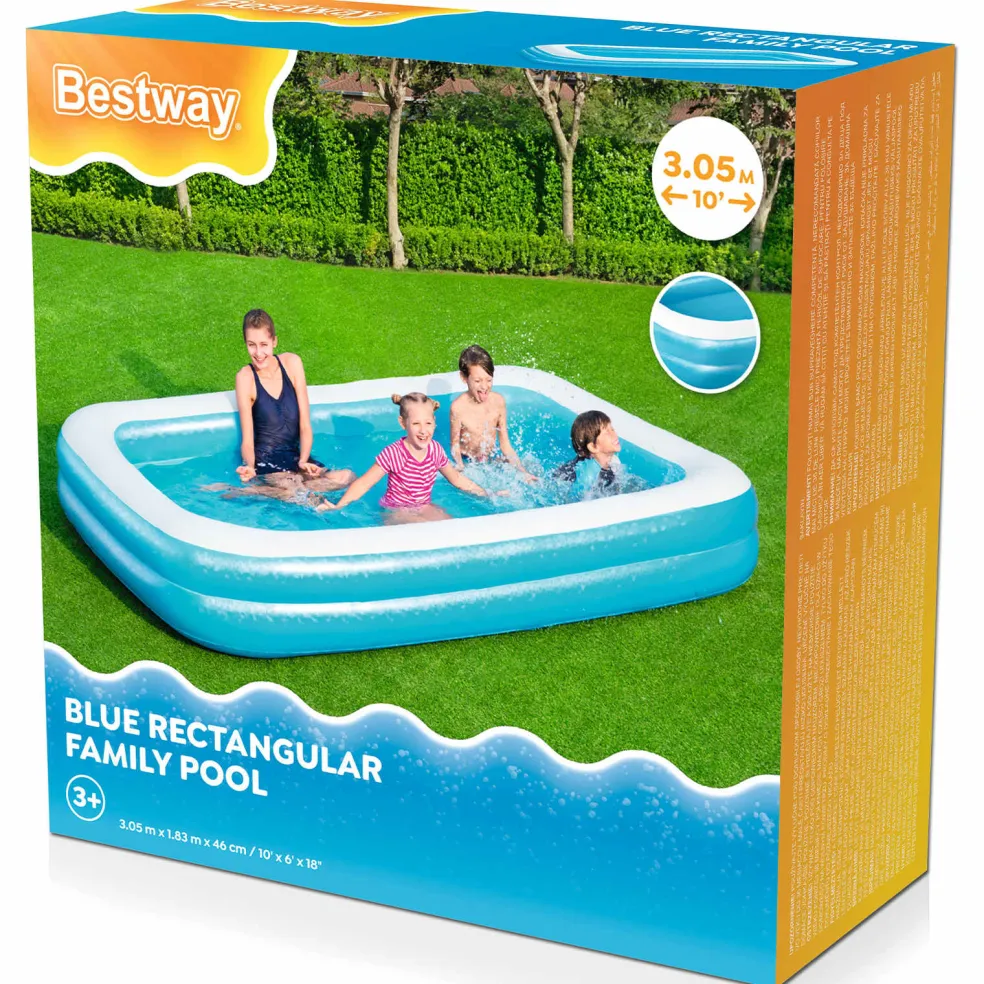Bestway Opblaasbaar Zwembad 305 x 183 x 46 cm Rechthoekig voor Blauw