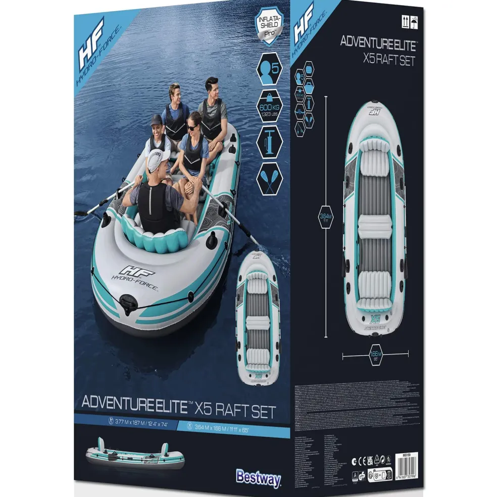 Bestway Opblaasbare boot Grijs en Wit 3,64 x 1,66 m PVC