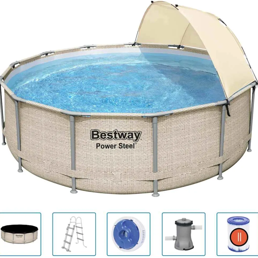 Bestway Zwembadset Power Steel met luifel 396x107 cm
