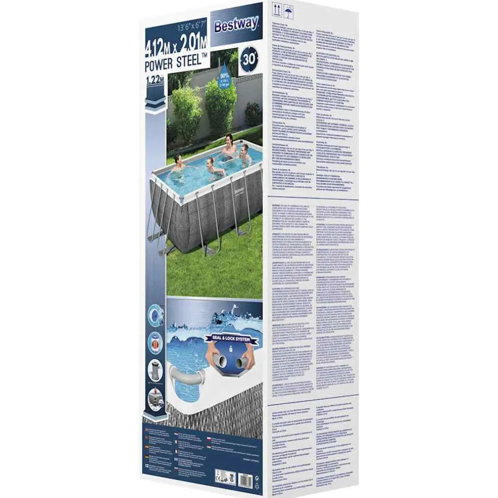 Bestway Zwembadset Power Steel rechthoekig 412x201x122 cm