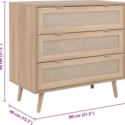 Finori Ladekast Bali 03A sonoma eikenkleurig en rietprint