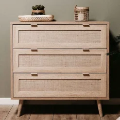 Finori Ladekast Bali 03A sonoma eikenkleurig en rietprint