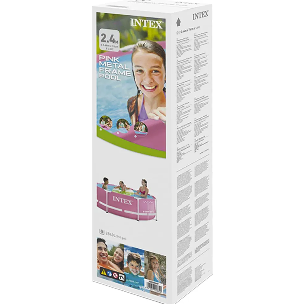 INTEX Metalen Frame Boven Grond Zwembad 244 x 76 cm Rond voor Roze