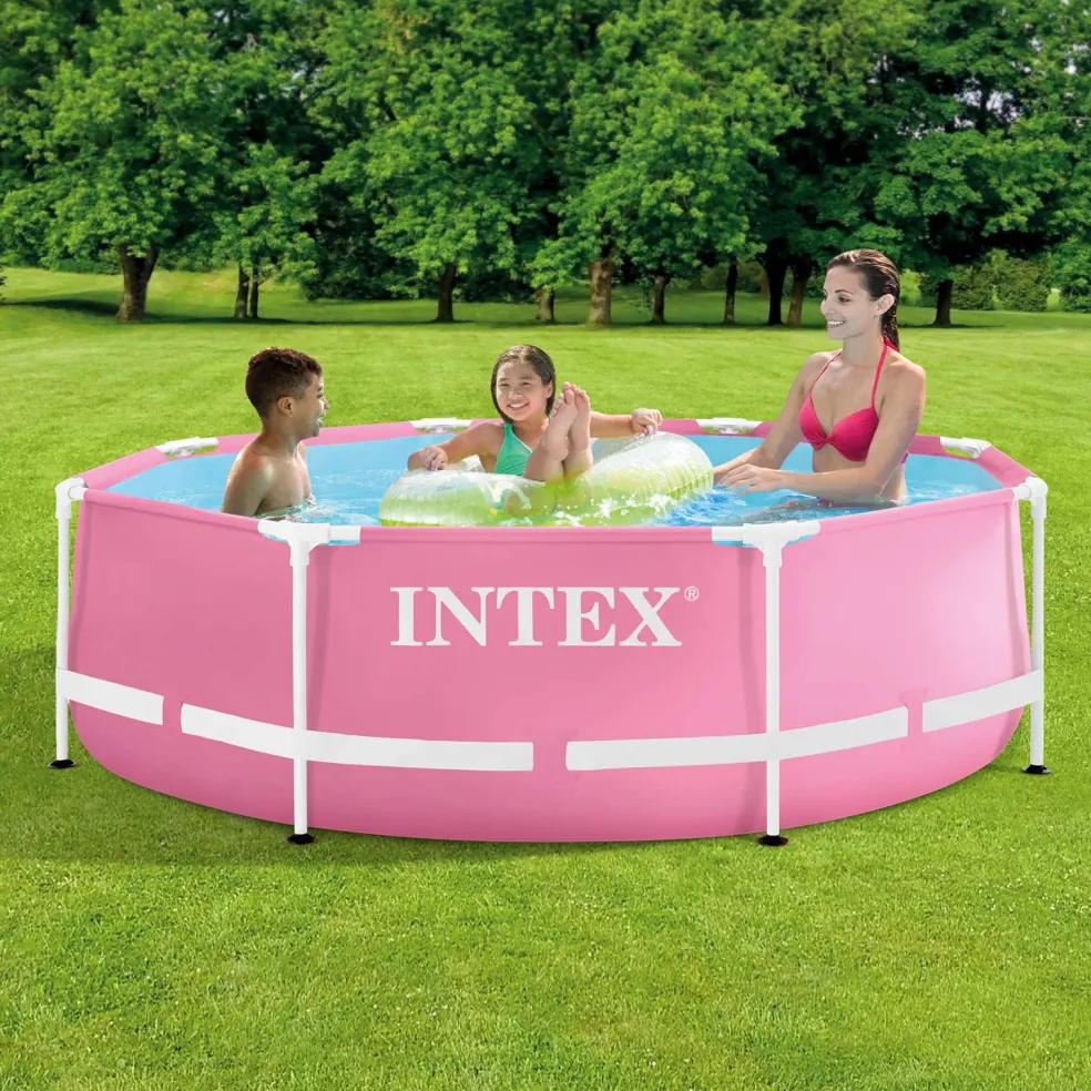 INTEX Metalen Frame Boven Grond Zwembad 244 x 76 cm Rond voor Roze