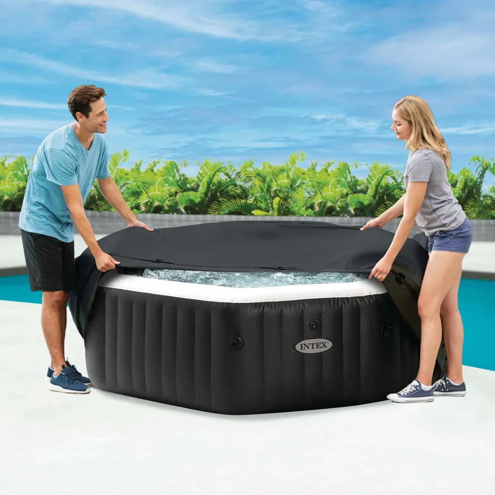 INTEX Spa Deksel Donkergrijs 180 x 180 cm PVC en PU