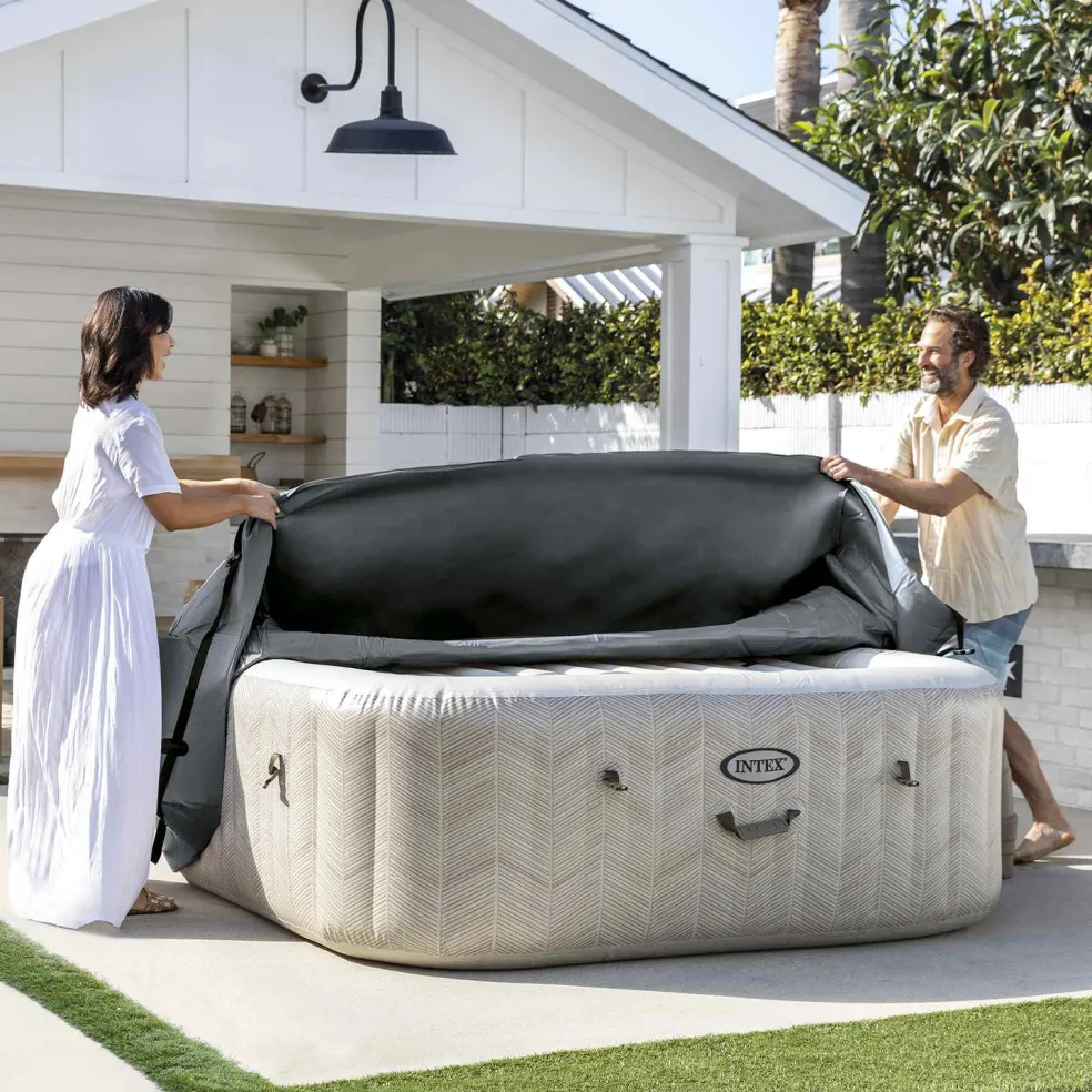 INTEX Spa Deksel INTEX Donkergrijs 196 x 196 x 72 cm PVC en PU