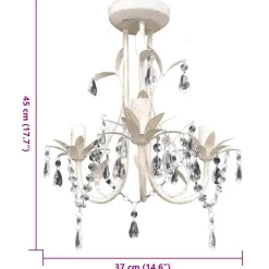Kristallen kroonluchter met wit elegant design (3 lampen)
