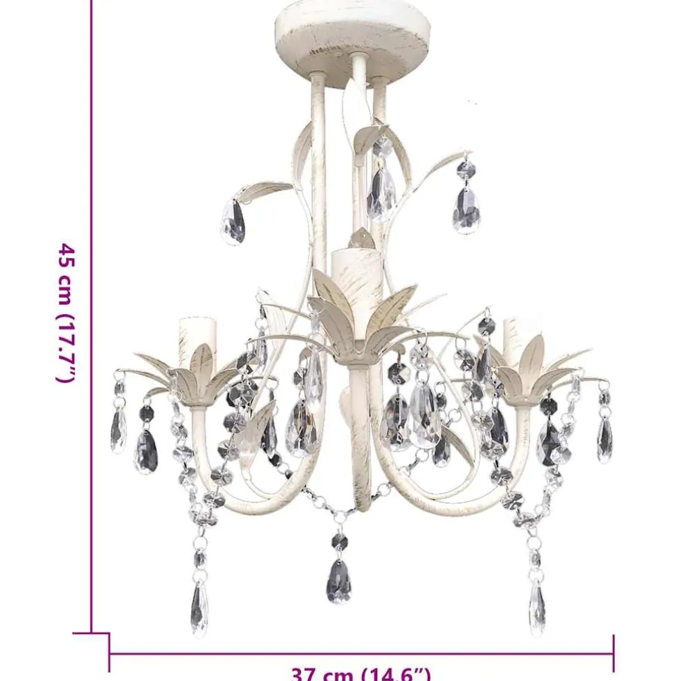 Kristallen kroonluchter met wit elegant design (3 lampen)