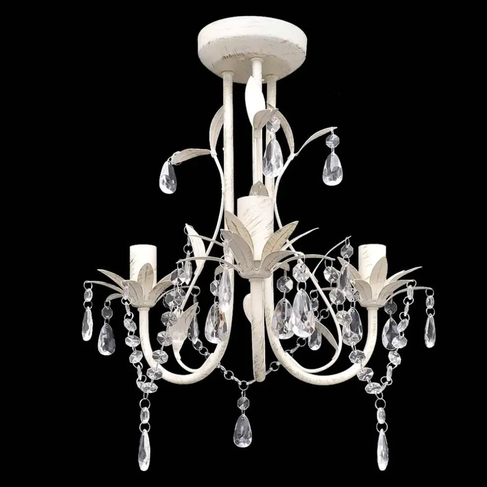 Kristallen kroonluchter met wit elegant design (3 lampen)