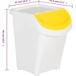 vidaXL Afvalbakken met deksels stapelbaar 3 st PP 120 L wit