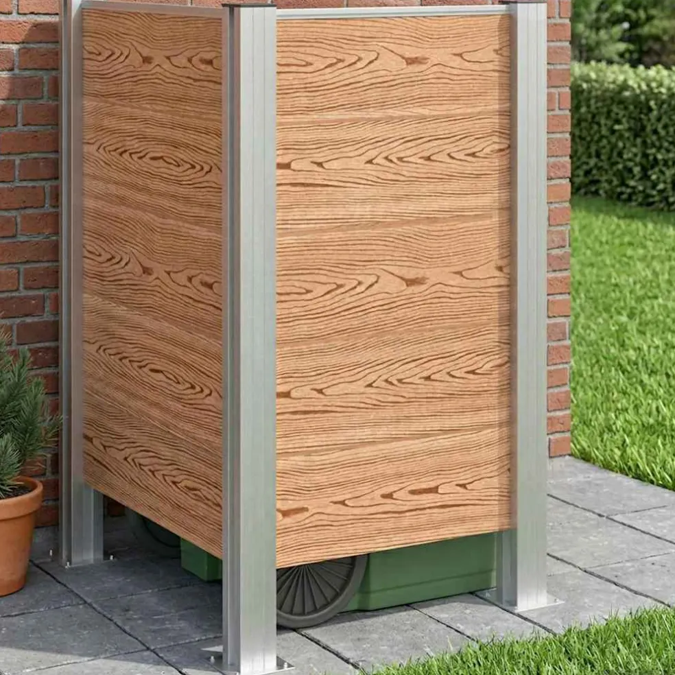 vidaXL Afvalbak Schutting Bruin 85 x 85 x 115 cm Aluminium en WPC