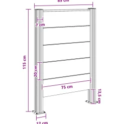 vidaXL Afvalbak Schutting Bruin 85 x 12 x 115 cm Aluminium en WPC