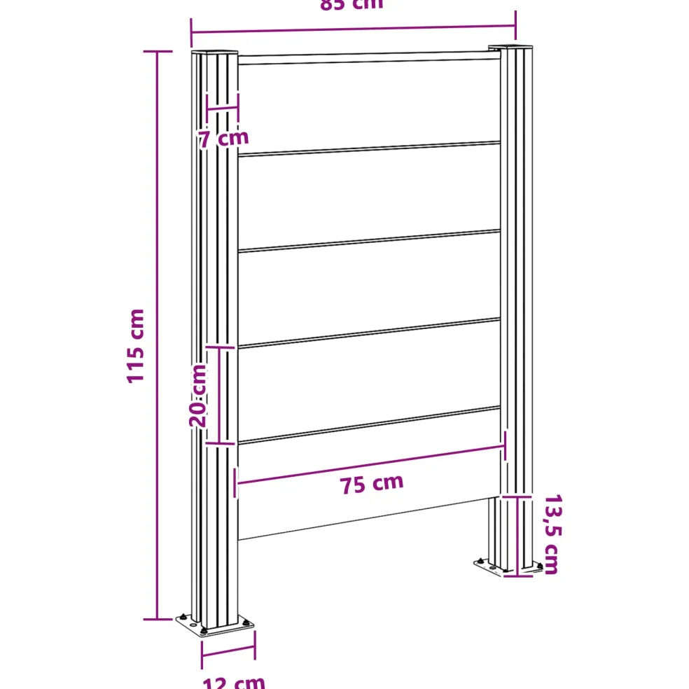 vidaXL Afvalbak Schutting Bruin 85 x 12 x 115 cm Aluminium en WPC