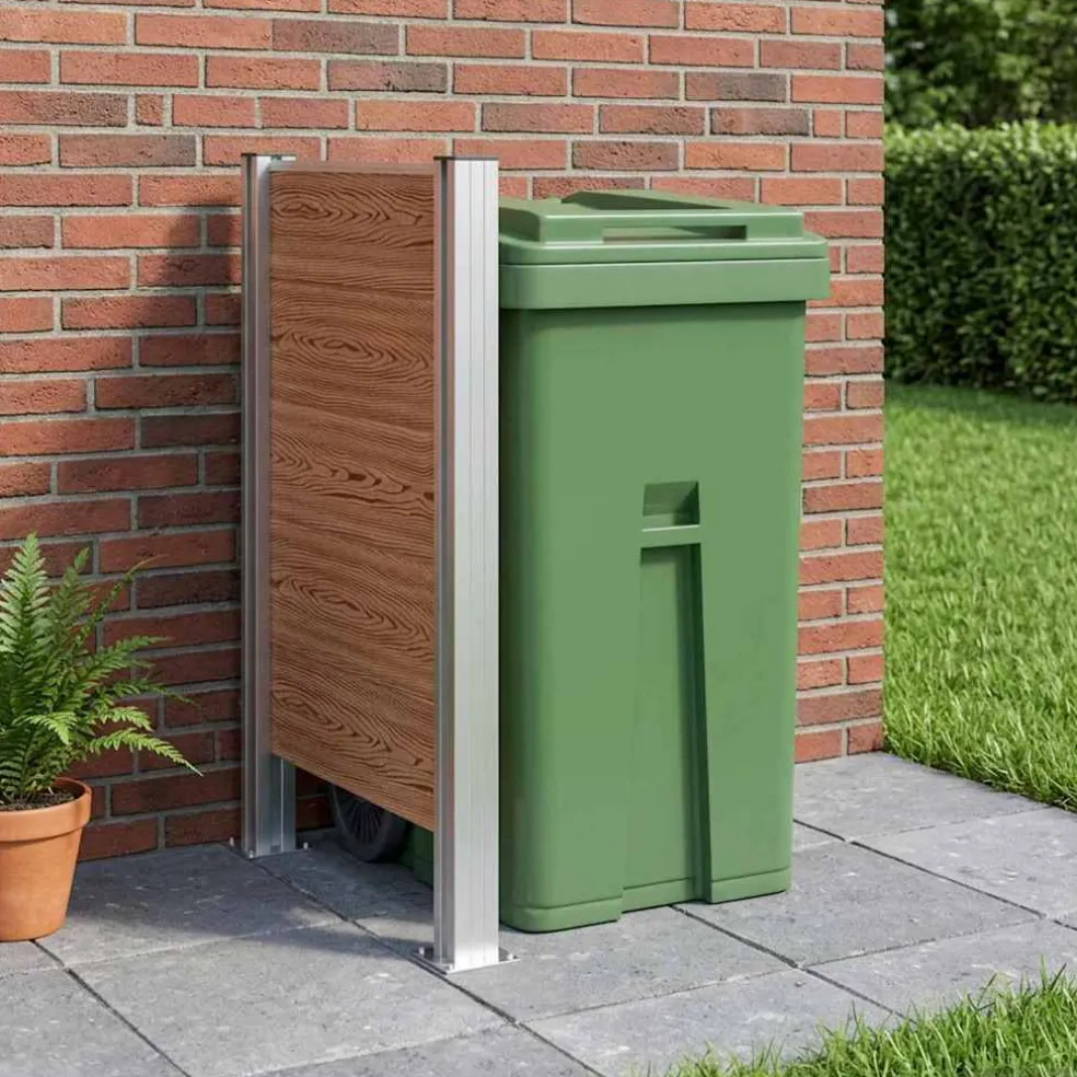 vidaXL Afvalbak Schutting Bruin 85 x 12 x 115 cm Aluminium en WPC
