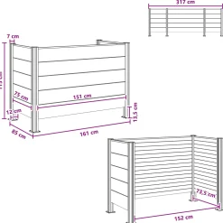 vidaXL Afvalbak Schutting Grijs 161 x 85 x 115 cm Aluminium en WPC