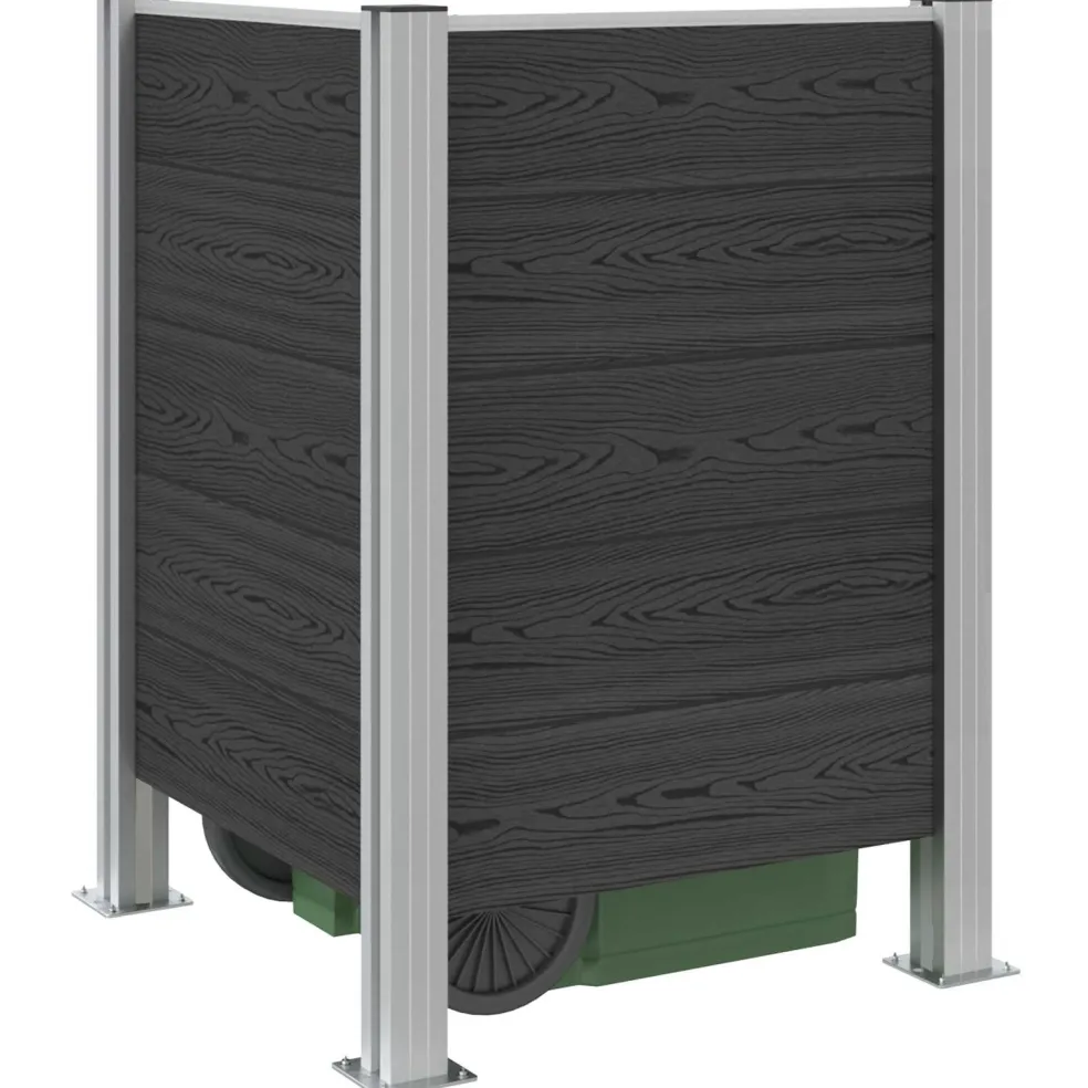 vidaXL Afvalbak Schutting Grijs 85 x 85 x 115 cm Aluminium en WPC