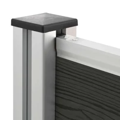 vidaXL Afvalbak Schutting Grijs 85 x 12 x 115 cm Aluminium en WPC