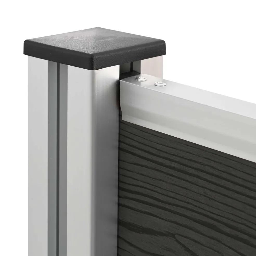 vidaXL Afvalbak Schutting Grijs 85 x 12 x 115 cm Aluminium en WPC