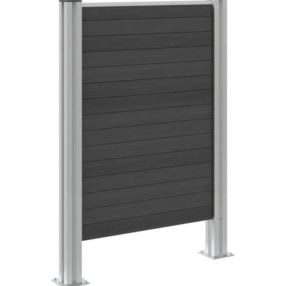 vidaXL Afvalbak Schutting Grijs 85 x 12 x 115 cm Aluminium en WPC