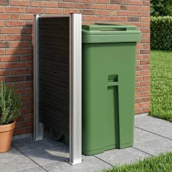 vidaXL Afvalbak Schutting Grijs 85 x 12 x 115 cm Aluminium en WPC