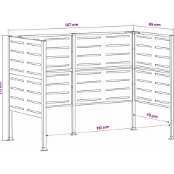 vidaXL Afvalcontainer scherm 167 x 85 x 113 cm Staal Antraciet