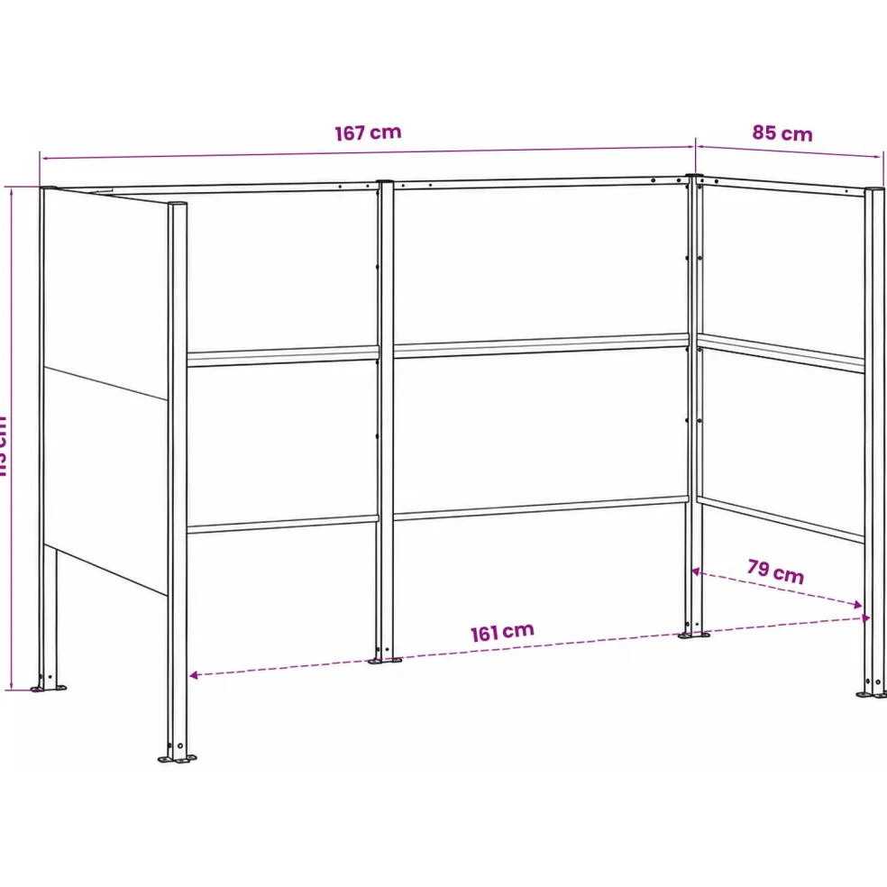 vidaXL Afvalcontainer scherm 167 x 85 x 113 cm Staal Antraciet