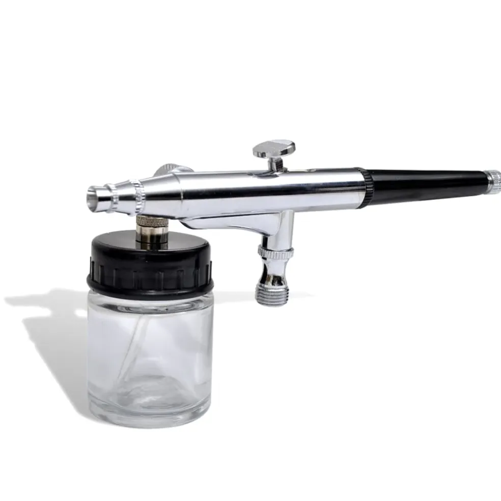 vidaXL Airbrush set met glazen beker 0,2 / 0,3 / 0,5 mm mondstukken