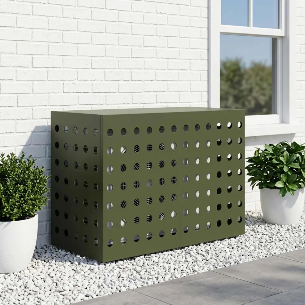 vidaXL Airconditioner hoes Olijfgroen 90 x 40 x 60 cm Staal