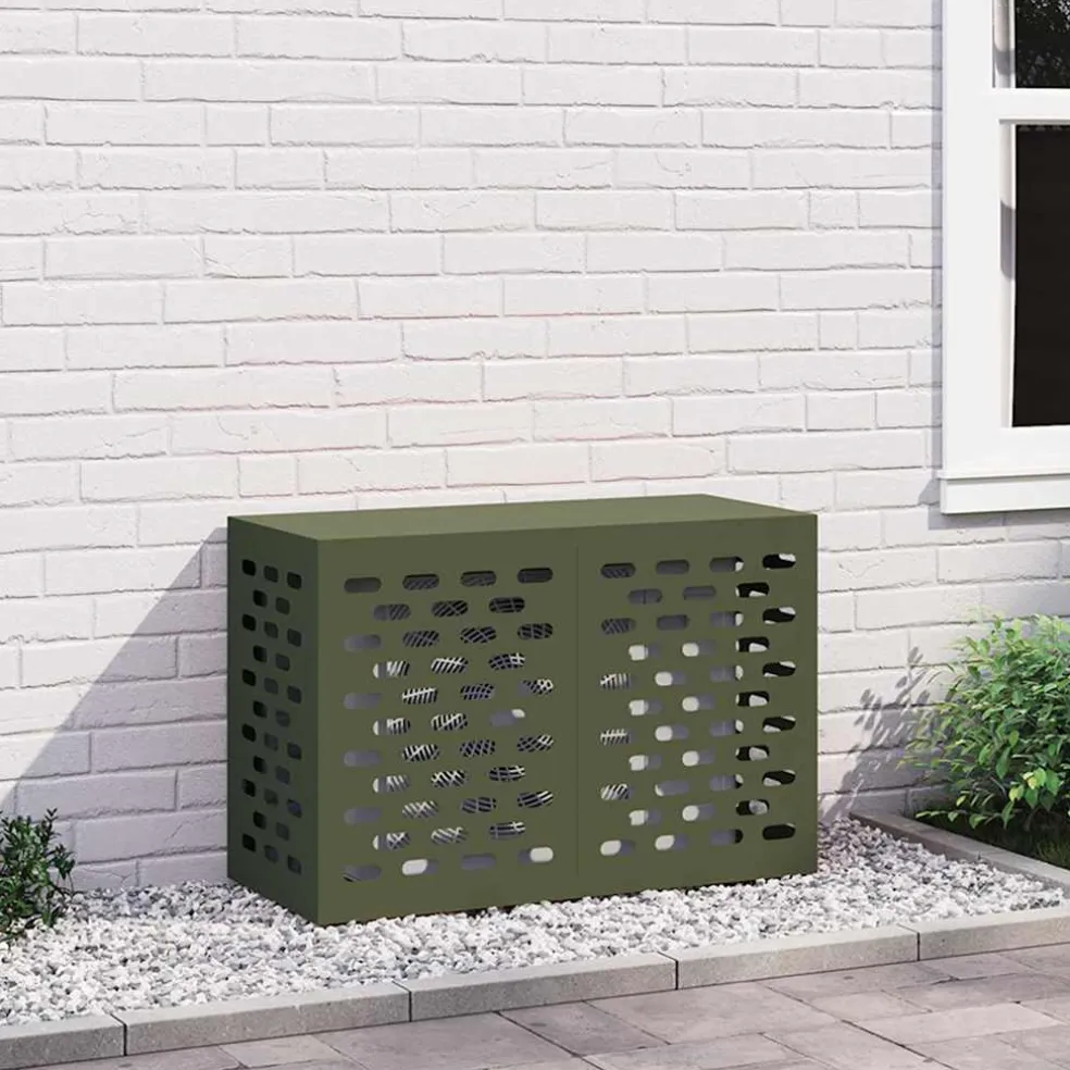 vidaXL Airconditioner hoes Olijfgroen 90 x 40 x 60 cm Staal
