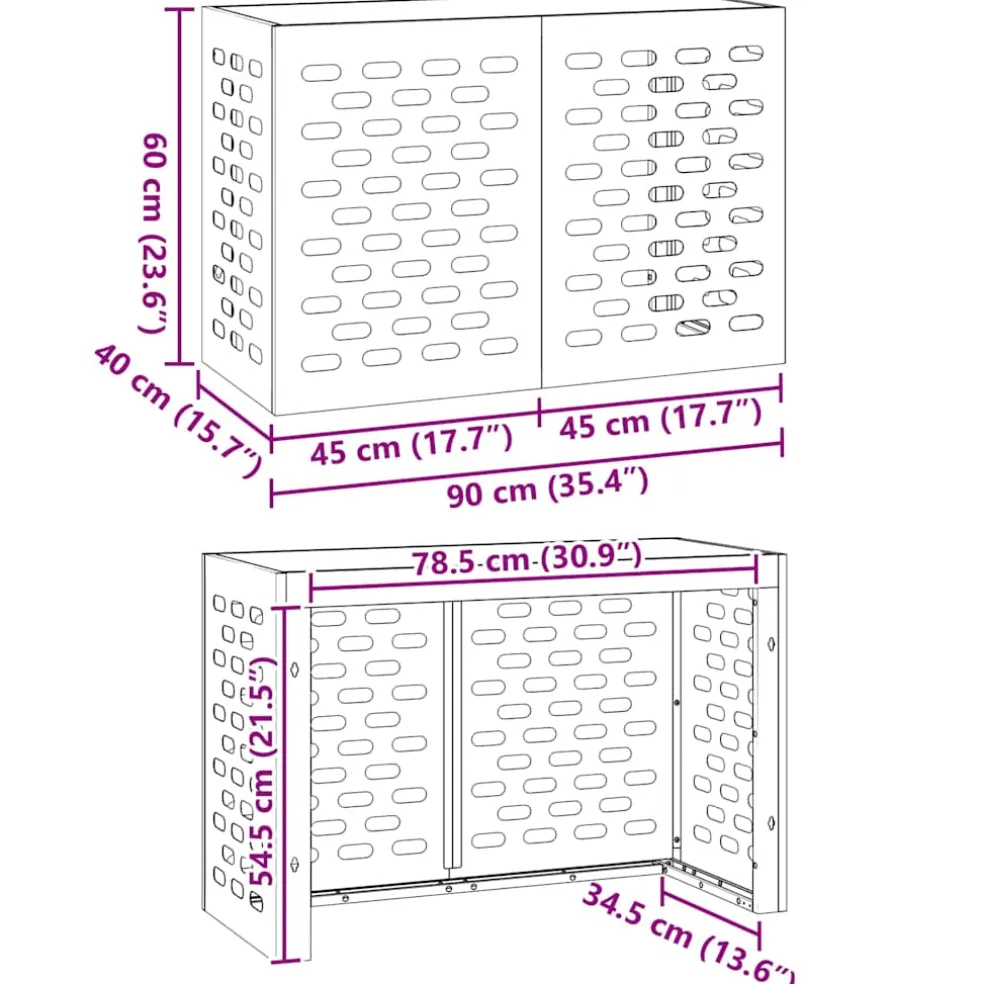 vidaXL Airconditioner hoes Roestkleurig 90 x 40 x 60 cm weervast staal
