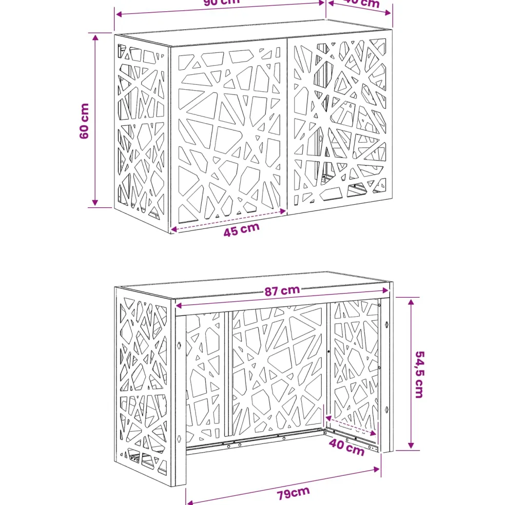 vidaXL Airconditioner hoes Wit 90 x 40 x 60 cm Staal