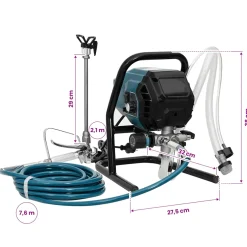 vidaXL Airless Verfspuit 7,6 m Slang 220V 1,5 L/min 200 Bar