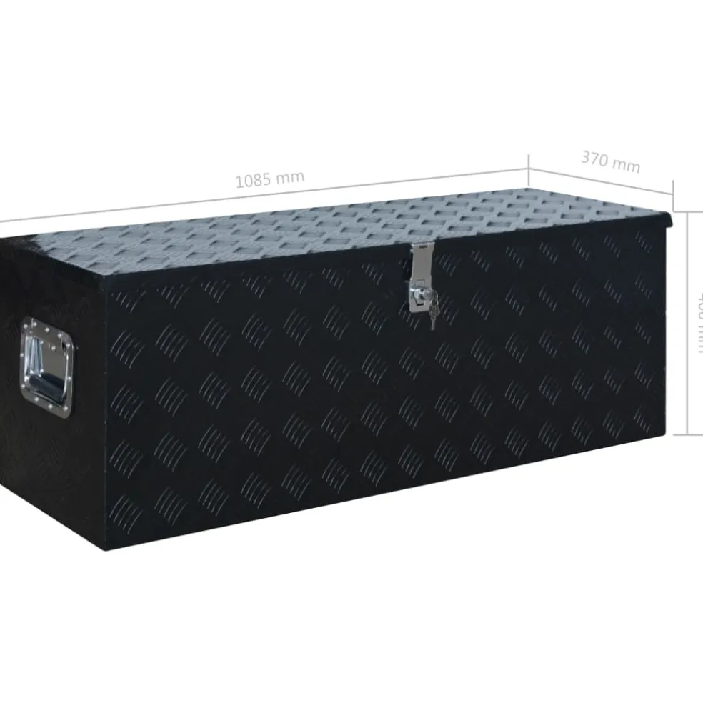 vidaXL Aluminium kist 1085x370x400 mm zwart