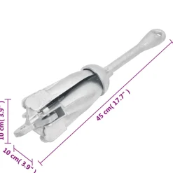 vidaXL Anker inklapbaar 4 kg thermisch verzinkt gietijzer zilver