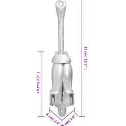vidaXL Anker met touw inklapbaar 1,5 kg smeedijzer zilverkleurig