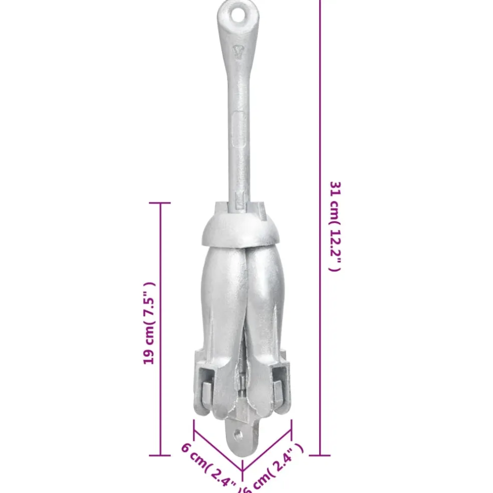 vidaXL Anker met touw inklapbaar 1,5 kg smeedijzer zilverkleurig