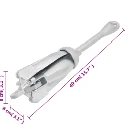 vidaXL Anker met touw inklapbaar 3,2 kg smeedijzer zilverkleurig