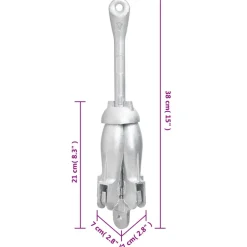 vidaXL Anker met touw inklapbaar 2,5 kg smeedijzer zilverkleurig