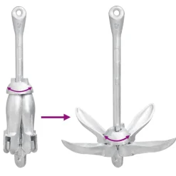 vidaXL Anker met touw inklapbaar 2,5 kg smeedijzer zilverkleurig