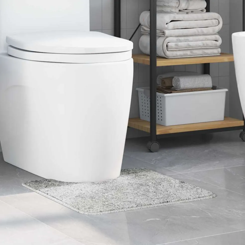 vidaXL Antislip Badmat met Toilet Cut Grijs 50 x 50 cm PP