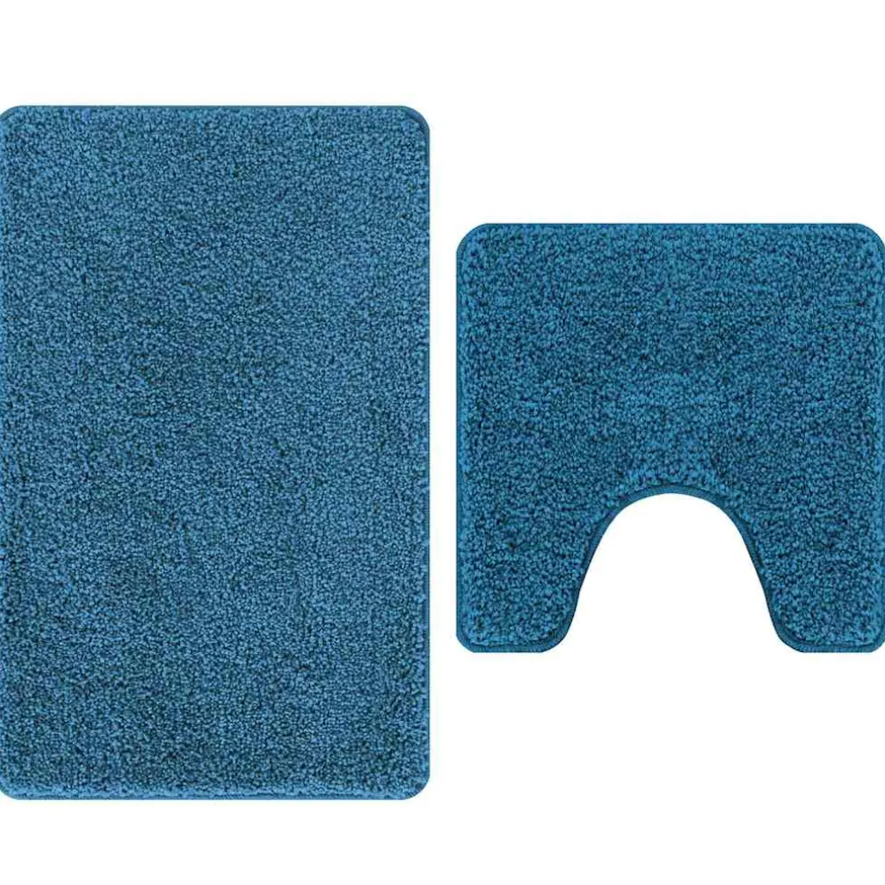 vidaXL Antislip Badmat Set 2 st Blauw 50 x 50 cm PP