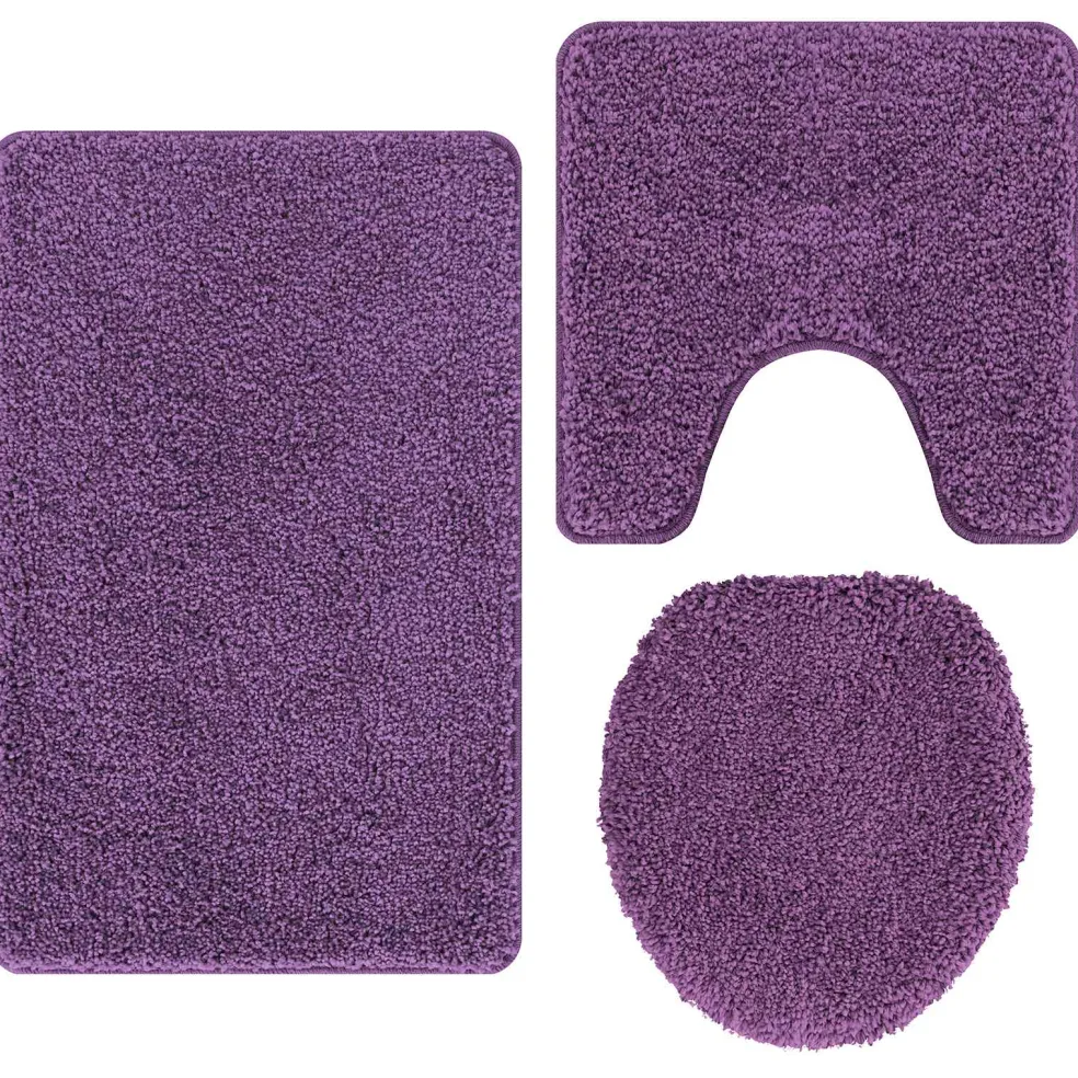 vidaXL Antislip Badmat Set 3 st Paars 50 x 80 cm PP