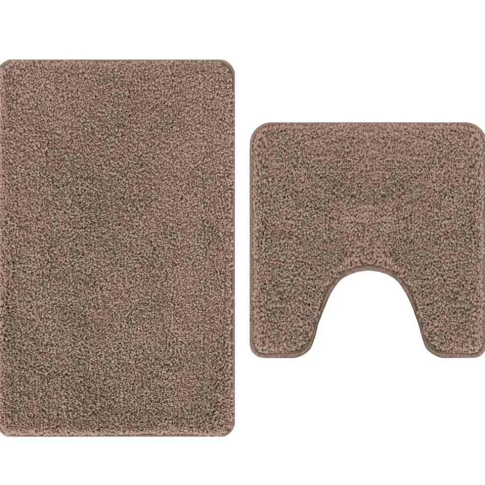 vidaXL Antislip Badmat Set 2 st Bruin 50 x 50 cm PP