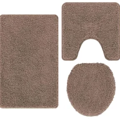 vidaXL Antislip Badmat Set 3 st Bruin 50 x 80 cm PP