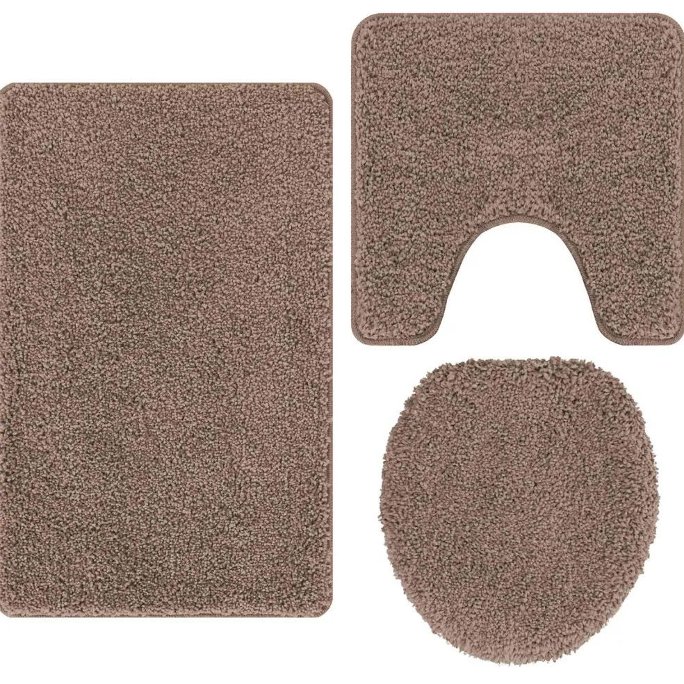 vidaXL Antislip Badmat Set 3 st Bruin 50 x 80 cm PP