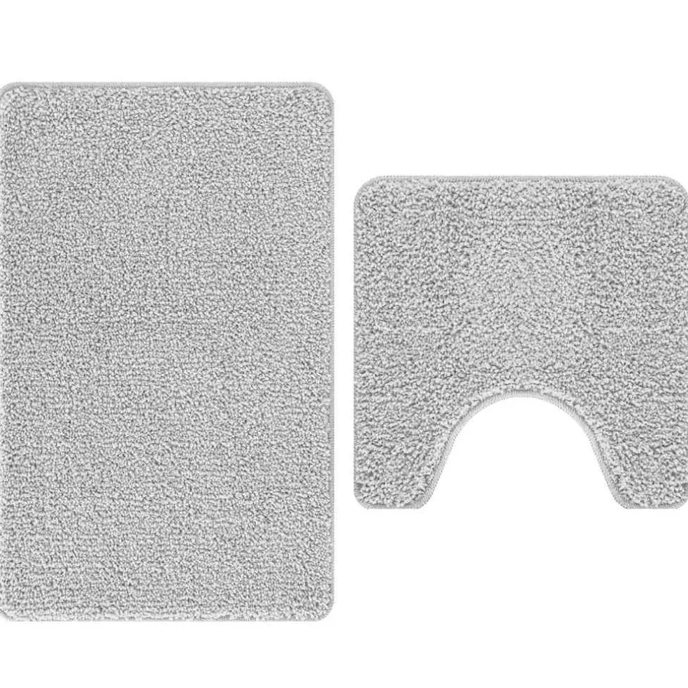 vidaXL Antislip Badmat Set 2 st Grijs 50 x 50 cm PP