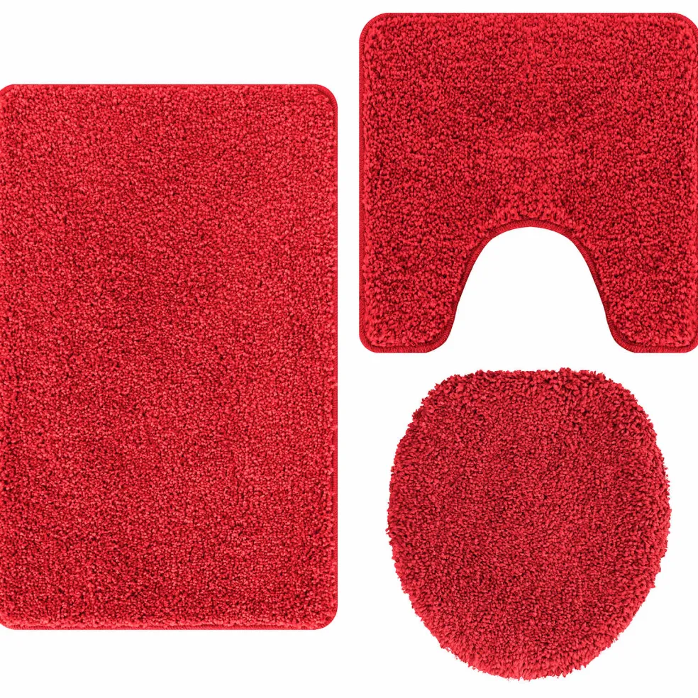 vidaXL Antislip Badmat Set 3 st Rood 50 x 80 cm PP