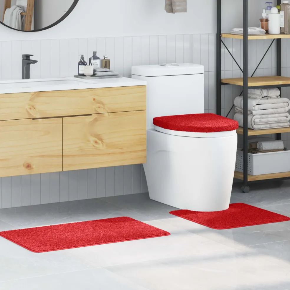 vidaXL Antislip Badmat Set 3 st Rood 50 x 80 cm PP