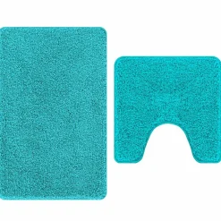 vidaXL Antislip Badmat Set 2 st Turquoise 50 x 50 cm PP