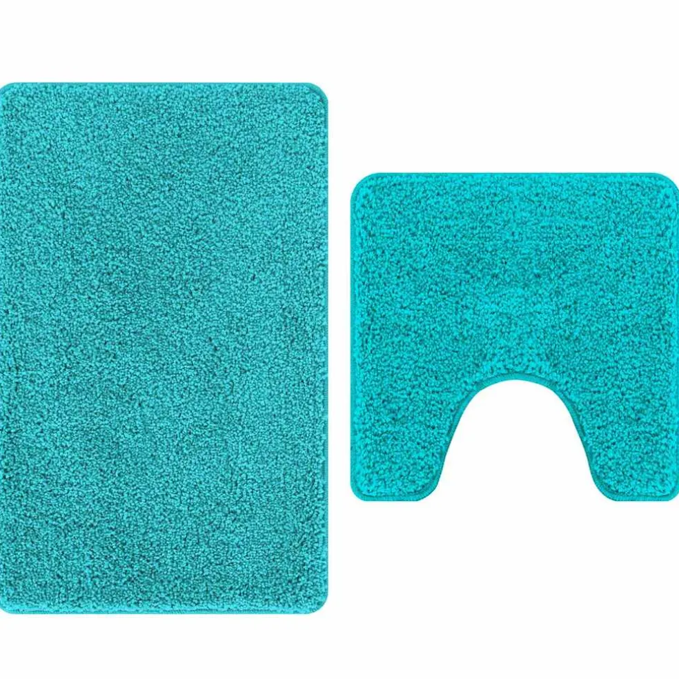 vidaXL Antislip Badmat Set 2 st Turquoise 50 x 50 cm PP
